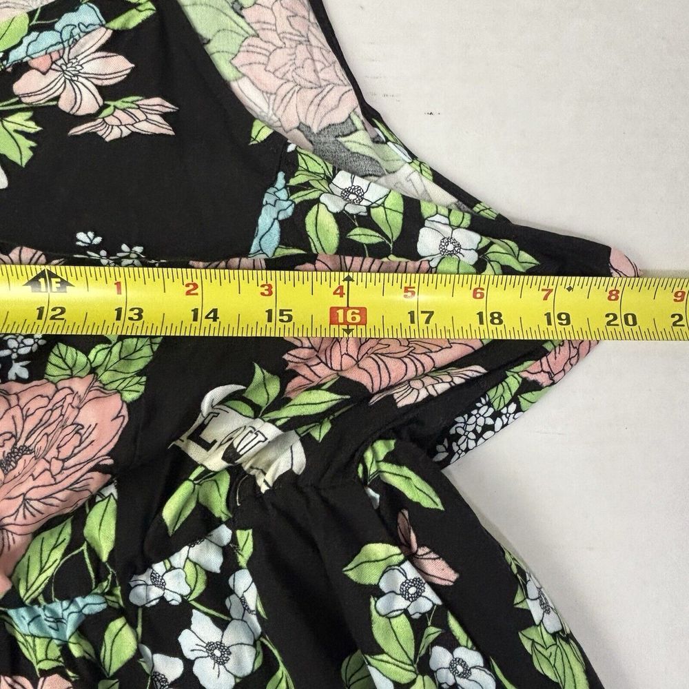 Torrid Floral Dress Midi Black Keyhole Open Back 00/12 Large Sleeveless Rock EUC - Picture 4 of 14